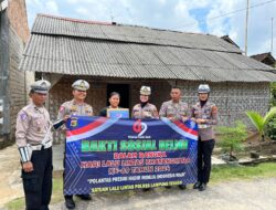 Sambut Harlantas Bhayangkara ke-69, Satlantas Polres Lampung Tengah Bagikan Sembako Dan Air Bersih.