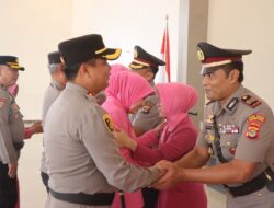 Kapolres Lampung Tengah Pimpin Upacara Sertijab Wakapolres, Kasat Samapta dan Pelantikan Kapolsek Terusan Nunyai