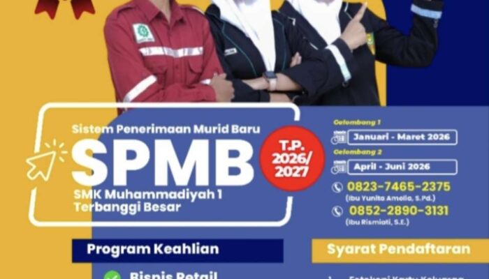 Kepsek Sukardi S.Pd.I Baru 3 Bulan Menjabat, SMK Muhammadiyah 1 Terbanggi Besar Buka PPDB 2026