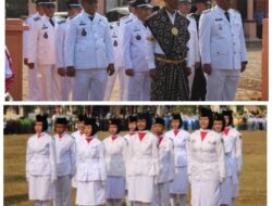 Upacara HUT RI KE- 81 di Lapangan Merdeka Kecamatan Selagai Lingga di hadiri oleh anggota DPRD Purheri Sumardianto
